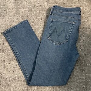 MOTHER Flared Crop Blue Jeans